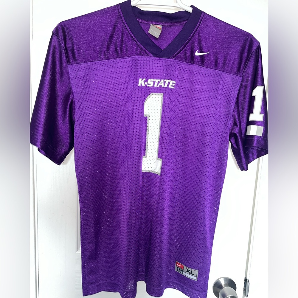 Vtg Nike Team K-State Football Jersey Men Purple XL Mesh NCAA Activewear # 1